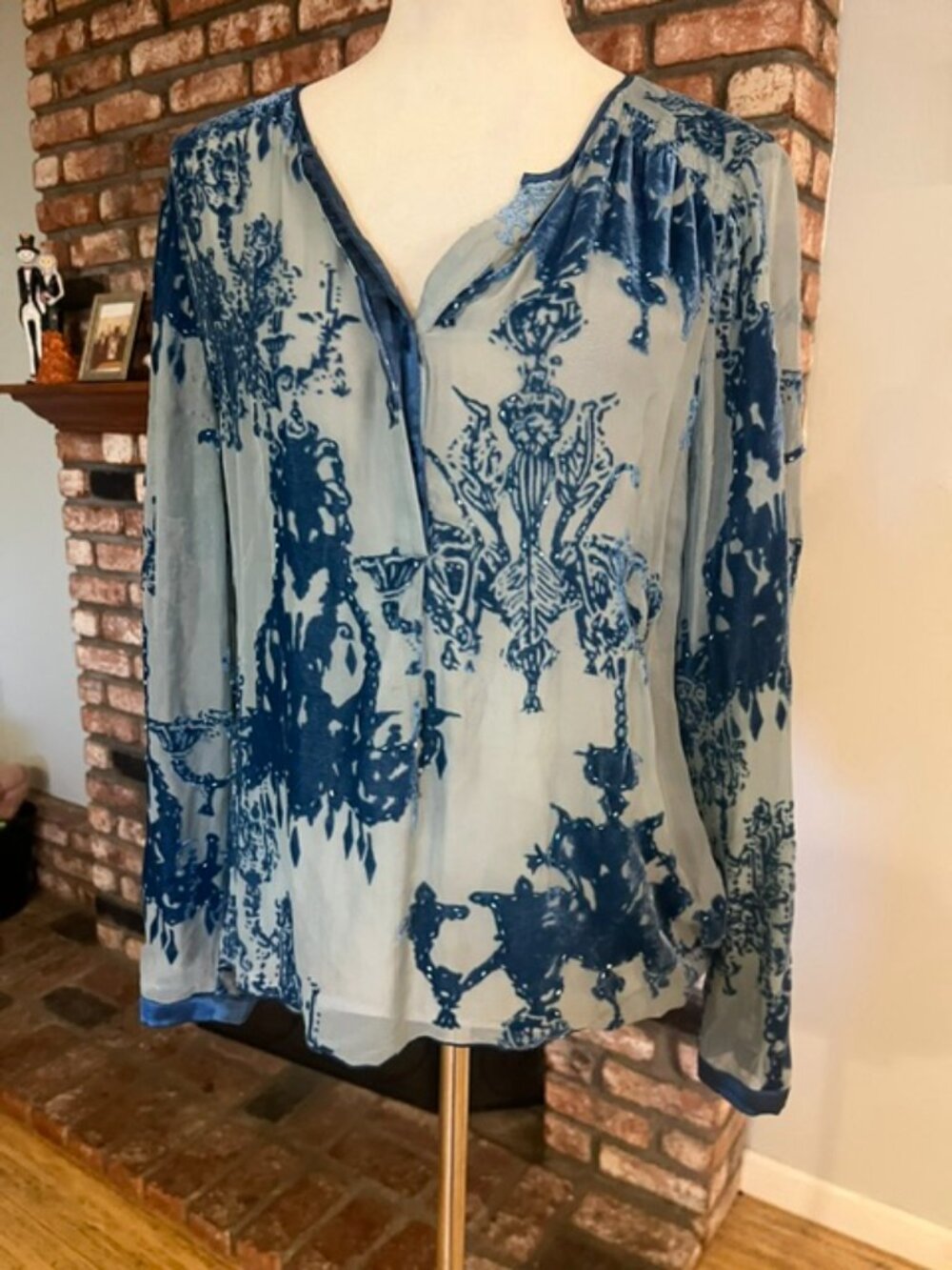 Hale Bob $258 Silk-Blend Burnout Velvet Blouse
